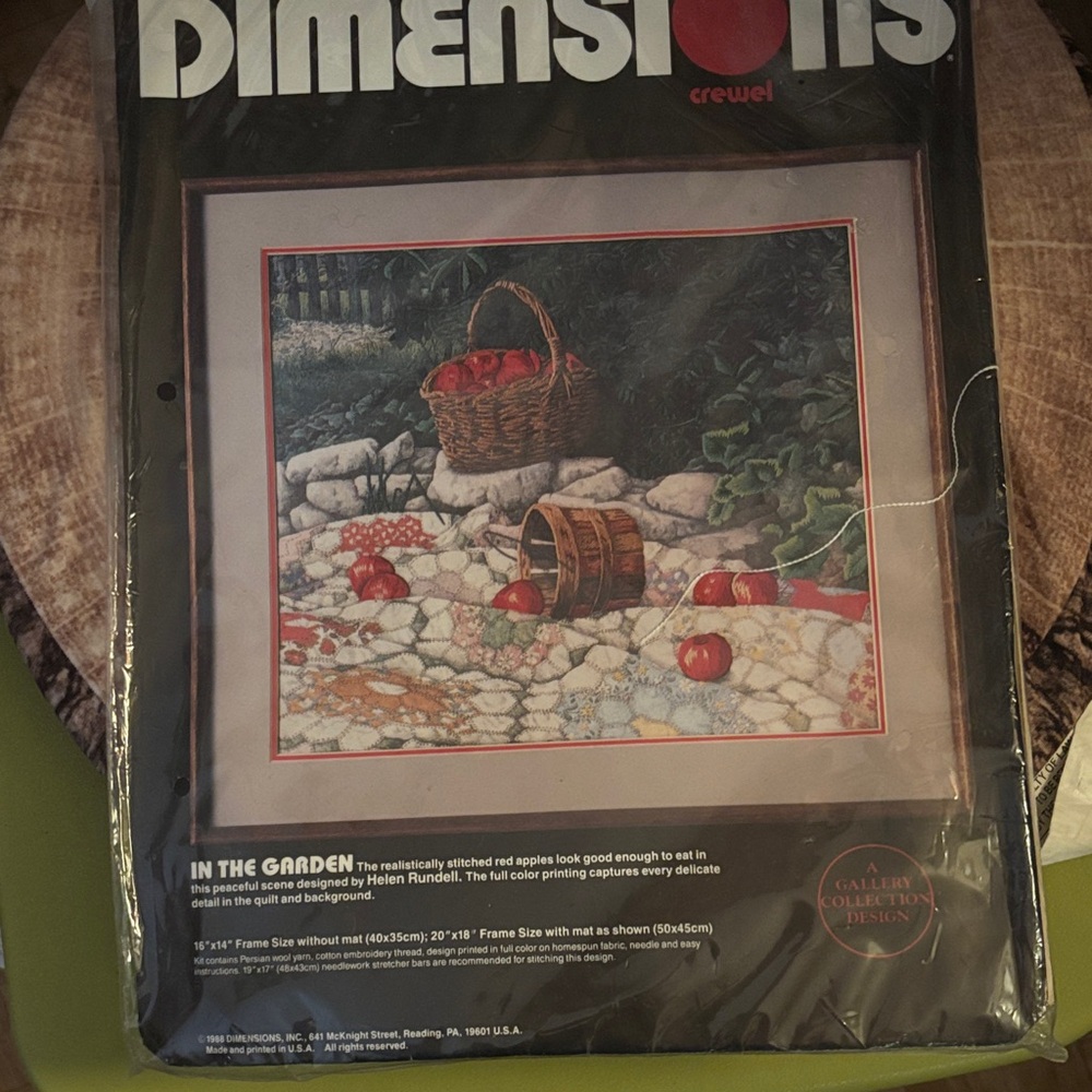 Dimensions Crewel In the Garden Kit 1988 Vintage 1988 NOS